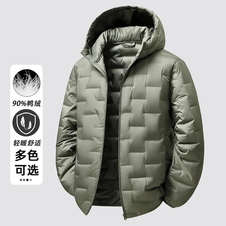 轻薄羽绒服男士短款2025秋冬季新款连帽休闲保暖鸭绒袄舒适男外套