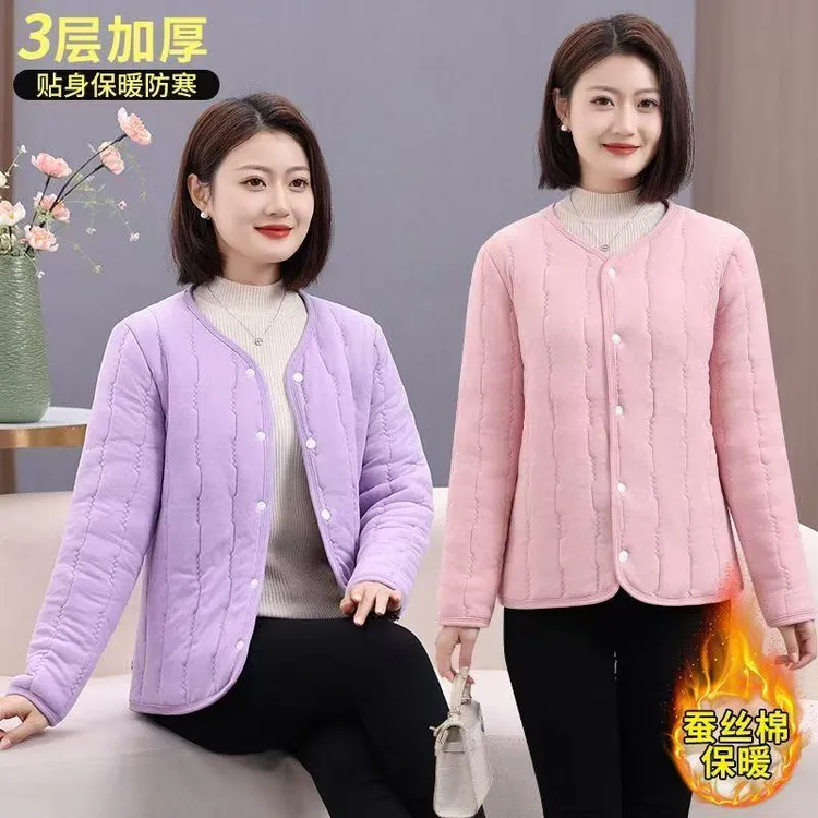 短款冬季妈妈装棉衣外套保暖常规棉袄秋冬棉服轻薄女士贴身防寒