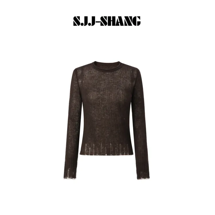 SJJ-SHANG【针织碎】软糯暖柔澳洲羊毛超幼马海毛针织上衣q136304p