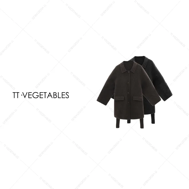 噢芬/小个子 【知禾】羊驼毛设计师款西装领百搭厚款外套大衣522361