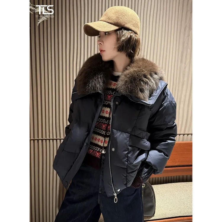 TT【蓝狐】芬兰进口狐狸毛90鹅绒三防时尚加厚保暖羽绒服Y5134