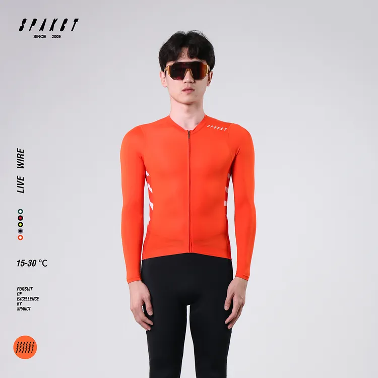 思帕客2025男士抗菌高弹透气速干长袖骑行服-火线