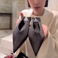 【澳门专柜正品】羊皮版~法式赫本风可踩脚跟单鞋女口尖头平底鞋绸
