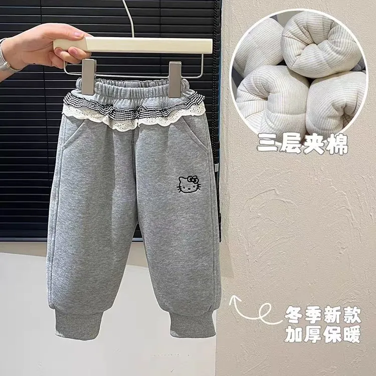 女童棉裤秋冬三层夹棉加厚宝贝休闲保暖厚卫裤运动休闲裤一条过冬