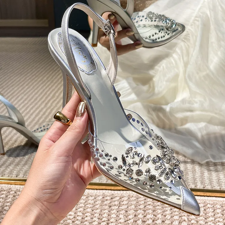 2025夏季新款配裙子水钻绝美凉鞋女外穿细跟时尚高级感透明高跟鞋
