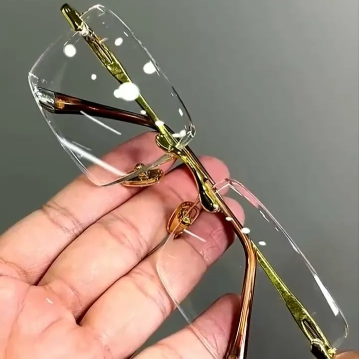 高档正品白水晶老花眼镜清凉润目中老年无框时尚耐磨水晶护目眼镜