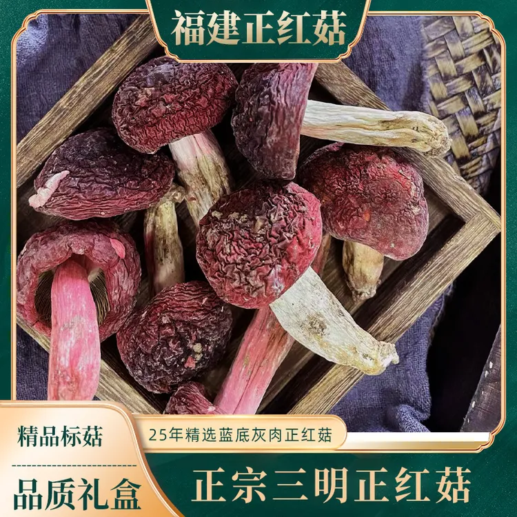 中标红菇福建三明正宗蓝底灰肉正红新菇中秋礼盒装红菇干货晒干