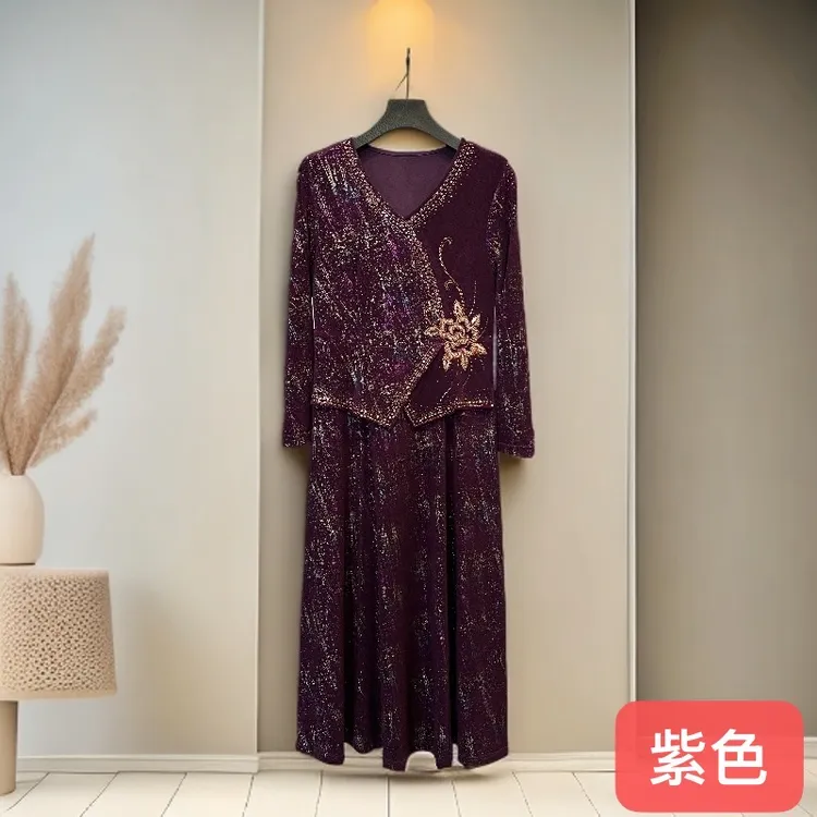 领美和韵25956新款气质显瘦 高端礼服中老年妈妈装连衣裙女士时尚