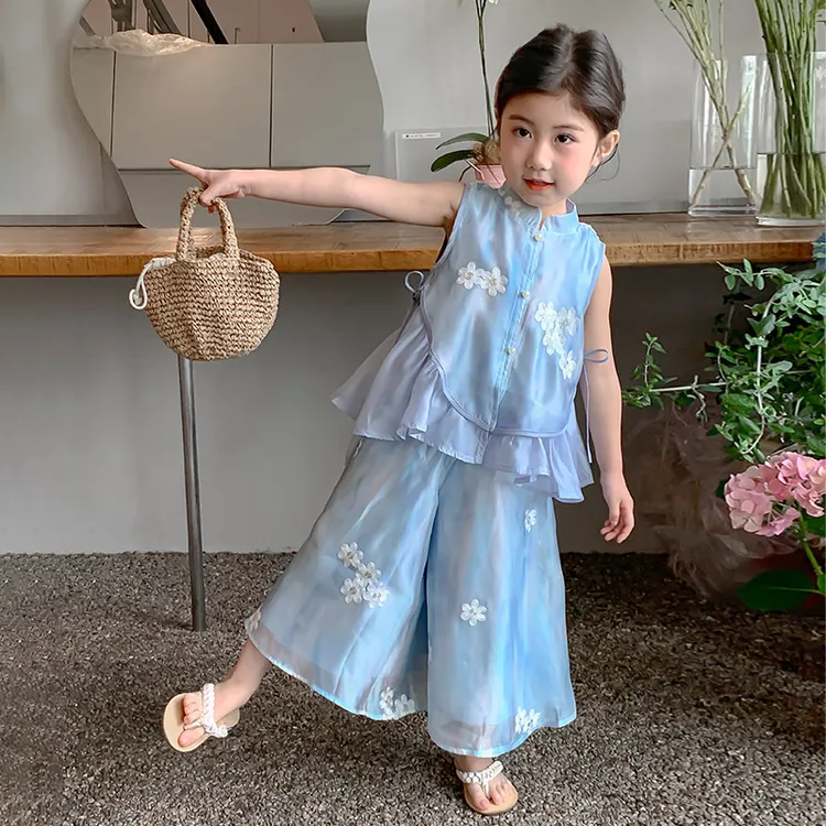 女童套装2025新款小童国风宝宝新中式夏季两件套夏装女孩洋气汉服