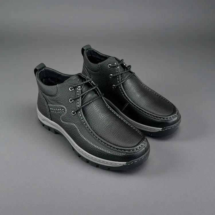 9471-冬季短靴真皮加绒防滑商务保暖系带款