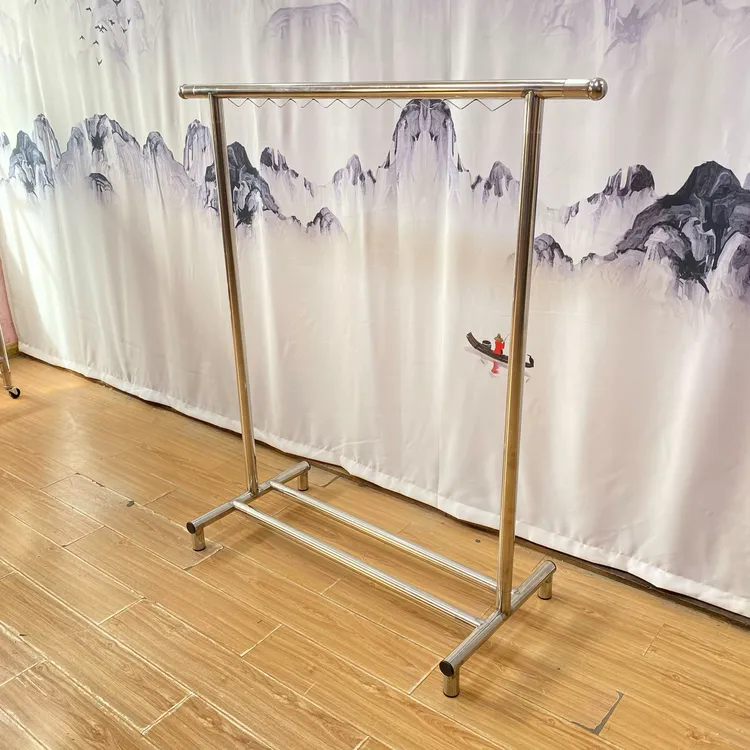 加粗加厚不锈钢单杆晾衣架落地式室内卧室阳台家用可伸缩晾晒架