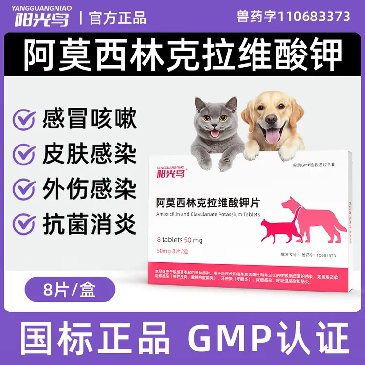 速诺消炎片阿莫西林克拉维酸钾片宠物打喷嚏咳嗽流鼻涕猫鼻支兽药