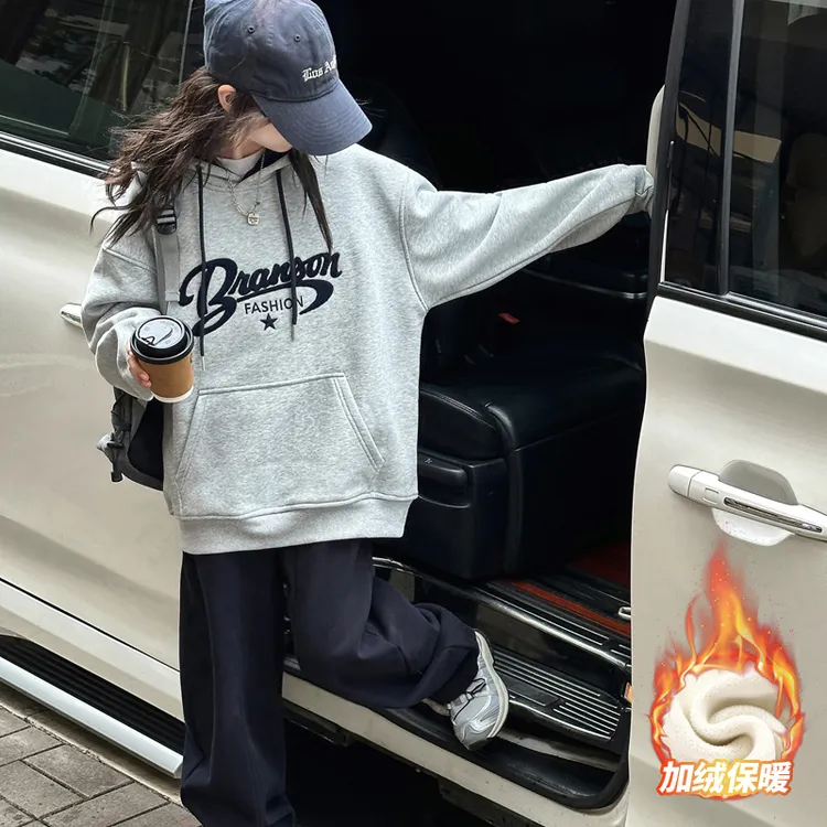 女童加绒卫衣韩版洋气套装秋冬季10-15岁中大童儿童棉布裤两件套