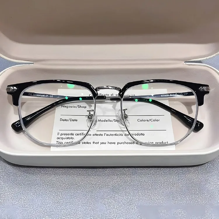 斯文败类半框近视眼镜男文艺风学生防蓝光辐射不挑脸型平光镜架女