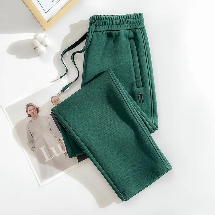 秋季女款裤子2025新款直筒高腰春秋休闲运动长裤宽松加厚妈妈裤子