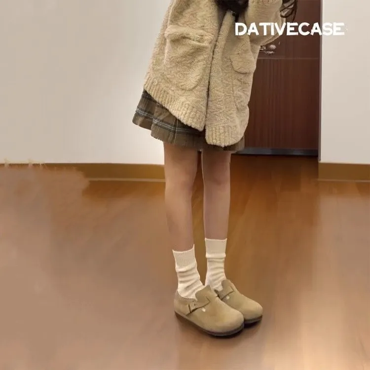 2025新春夏两穿软皮厚底钓鱼博肯全包勃肯鞋女单鞋一脚蹬小皮鞋