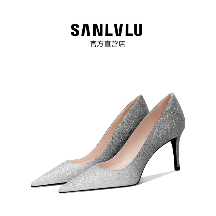 SANLVLU三亚 明星同款满天星高跟鞋单鞋仙女范水晶鞋法式订婚鞋女