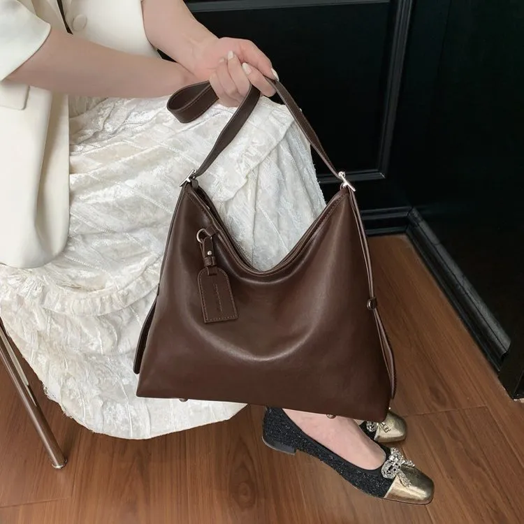 美拉德复古包包女式2025新款小众通勤托特包高级感单肩斜挎包9019