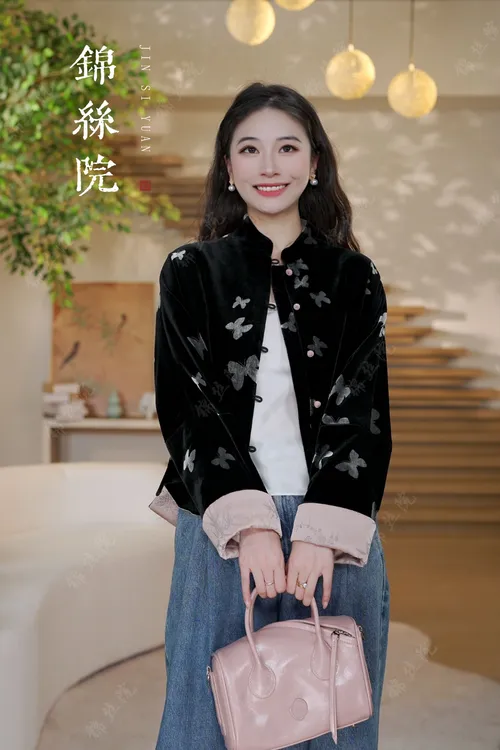 锦丝院【粉墨佳人】春秋款上新丝绒外套时尚网红百搭上衣6611388