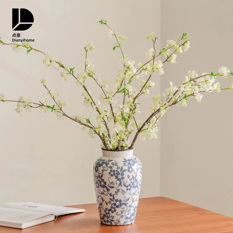 花瓶摆件客厅插花陶瓷青花瓷新中式景德镇复古水培鲜花水养花器小