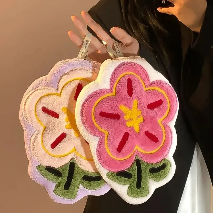 有钱花可爱擦手巾挂式厨房卫生间浴室吸水抹手巾加厚珊瑚绒
