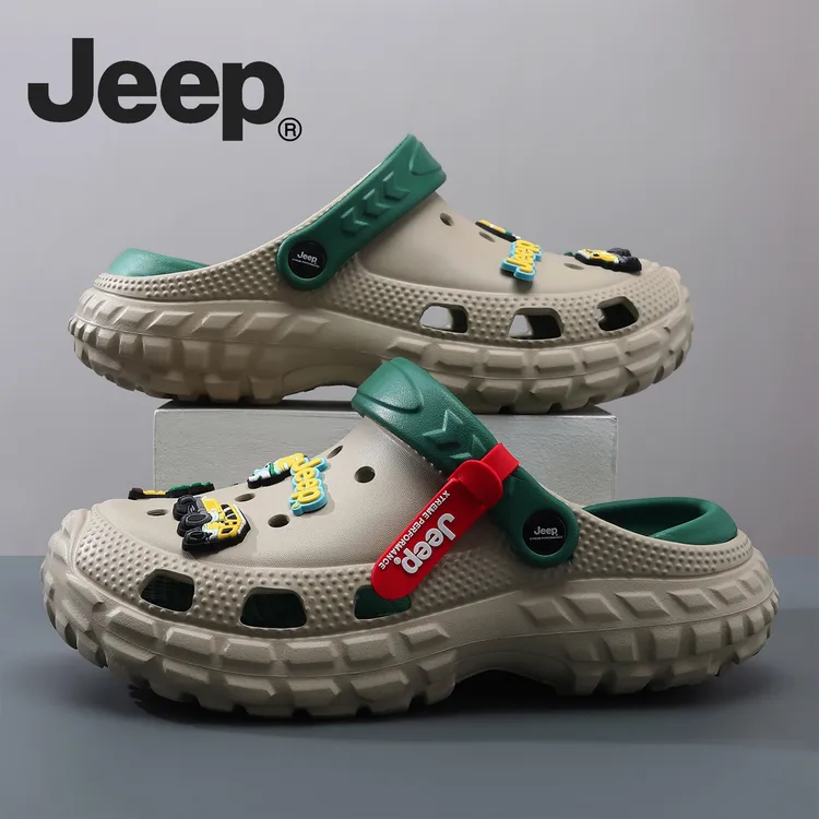 JEEP/吉普溯溪鞋男款夏季外穿沙滩包头拖轮胎厚底开车凉鞋洞洞鞋