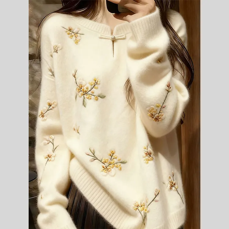 新中式国风毛衣女款2025新款慵懒高级感针织可外穿内搭上衣女秋冬