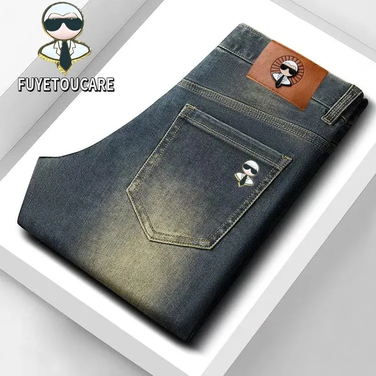 新品潮牌百搭轻奢小直筒法国老佛爷轻奢品牌男牛仔裤