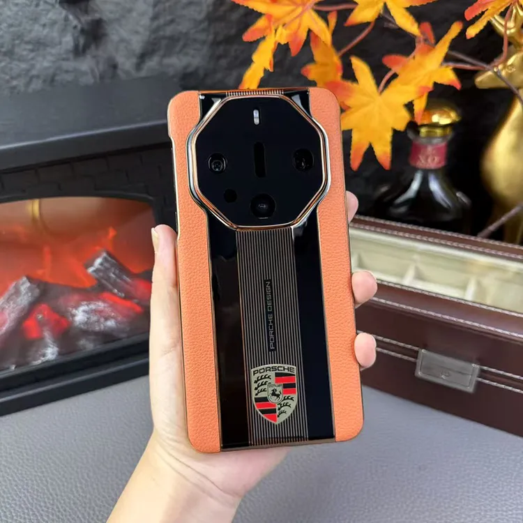 适用华为Mate60rs非凡大师手机壳新款商务电镀真皮荔枝纹60rs高档