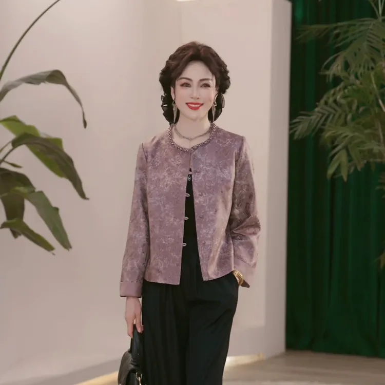妈妈装秋装2025新款洋气上衣服气质中年女装小香风时尚百搭短外套