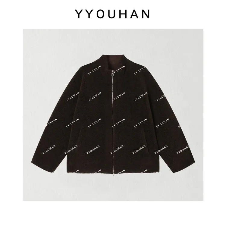 月月 2025秋冬新款小众设计极简显瘦百搭立领毛绒外套 2510C6730