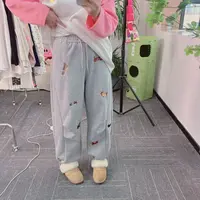 【纯熙+】5802秋季新款刺绣小狗弯刀卫裤女韩版裤腿抽绳调节休闲裤
