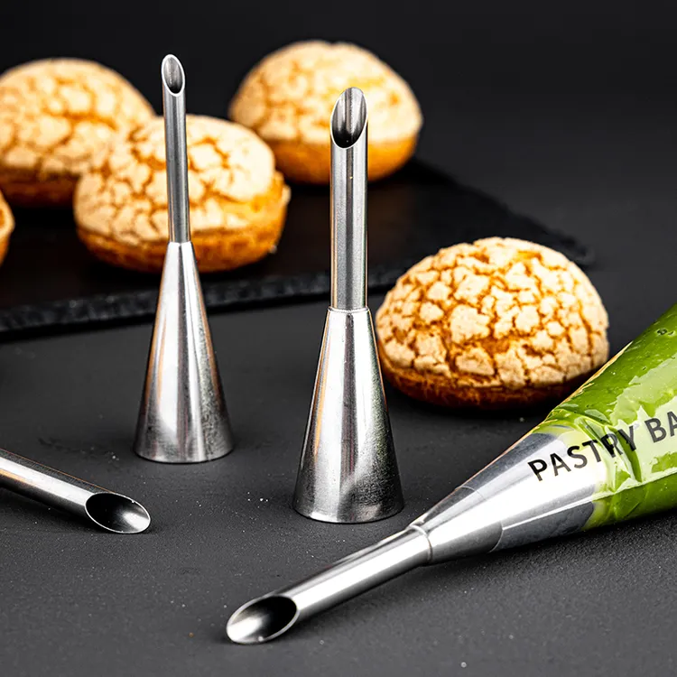 不锈钢奶油泡芙裱花嘴挤花嘴北海道戚风馅花嘴长花嘴可取枣核专用