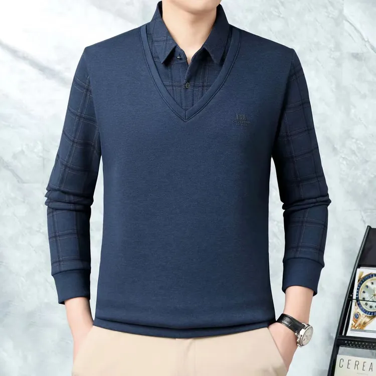 加绒加厚宽松版抗皱不起球毛衣假两件经典款-11