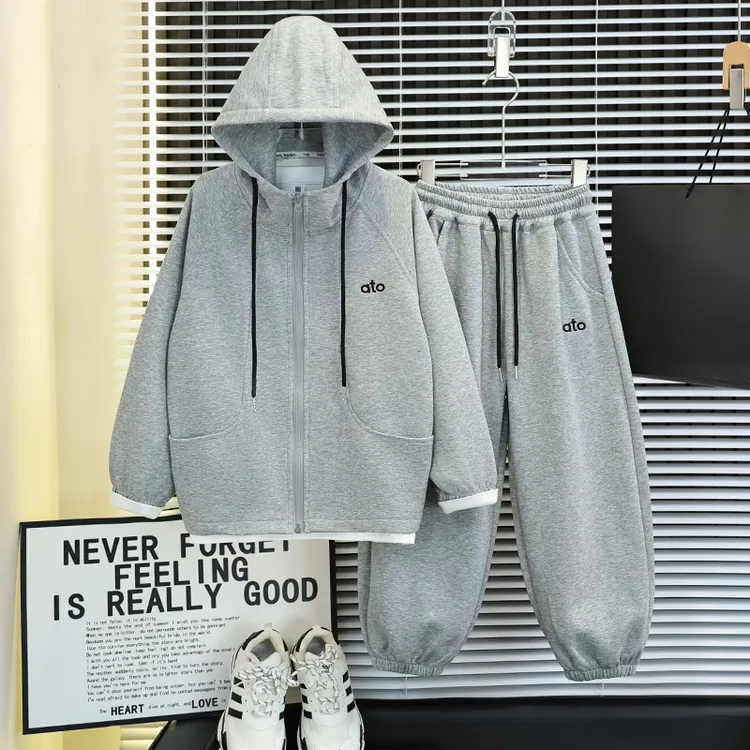 男童早秋新款套装连帽卫衣休闲运动2025中大童秋季两件套潮款炸街