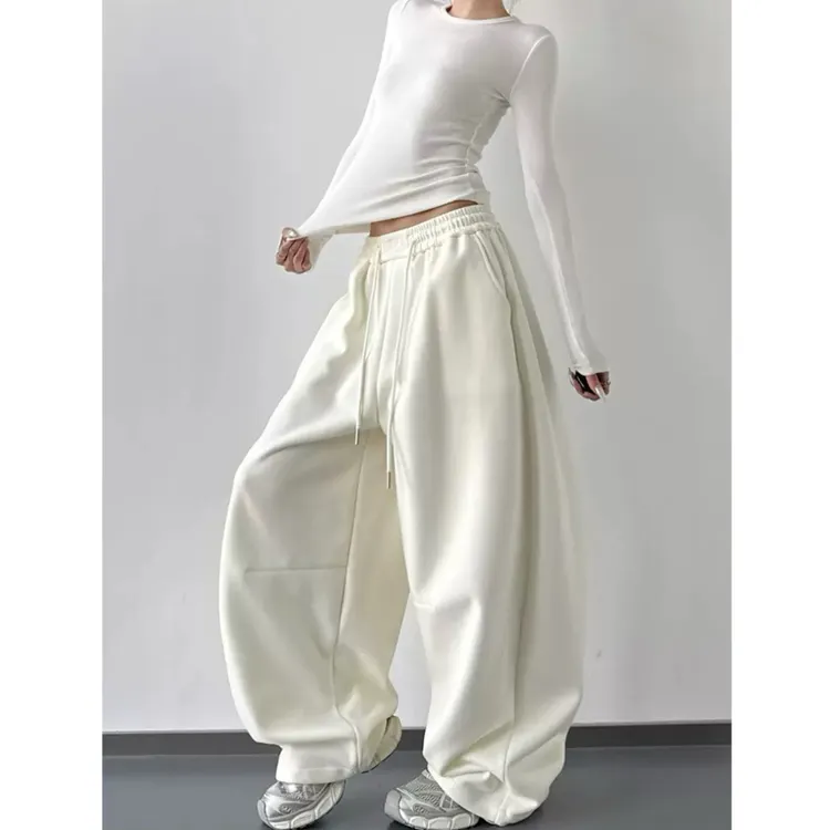 美式复古休闲裤女2025秋季新款宽松显瘦百搭直筒阔腿休闲裤潮