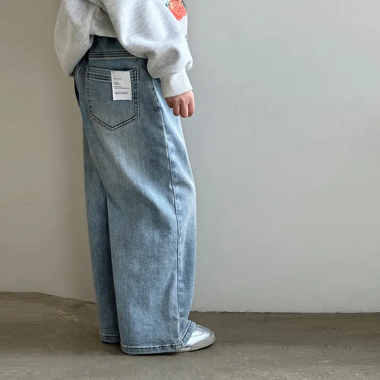 现货「UNO AUTUNNO」【青花瓷】弹力牛仔女中大童牛仔裤阔腿裤C210