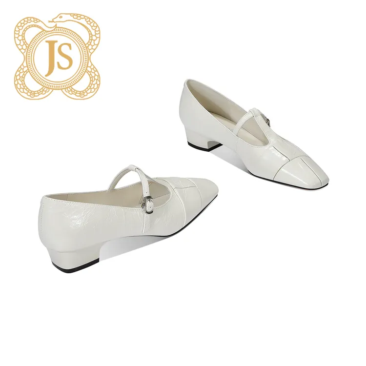 已开价，5810D5251Z3法式玛丽珍单鞋一字带稳重典雅白色浅口女鞋