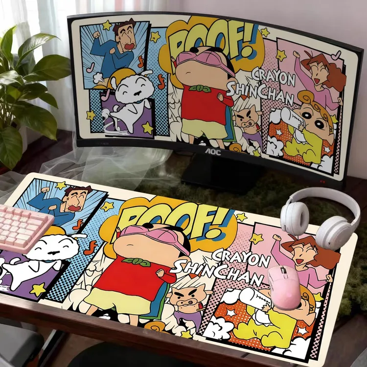 鼠标垫超大号电竞动漫蜡笔小新电脑键盘男女生办公室创意防滑桌垫