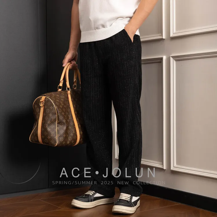 【满天星】轻奢花骨纹秋冬直筒休闲裤高端重工提花男士抗皱棉感长裤