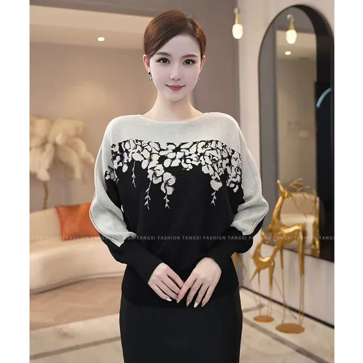 2026年秋冬新款【ZM-965JR】醋酸天丝羊毛黑白色拼色两穿针织毛衣