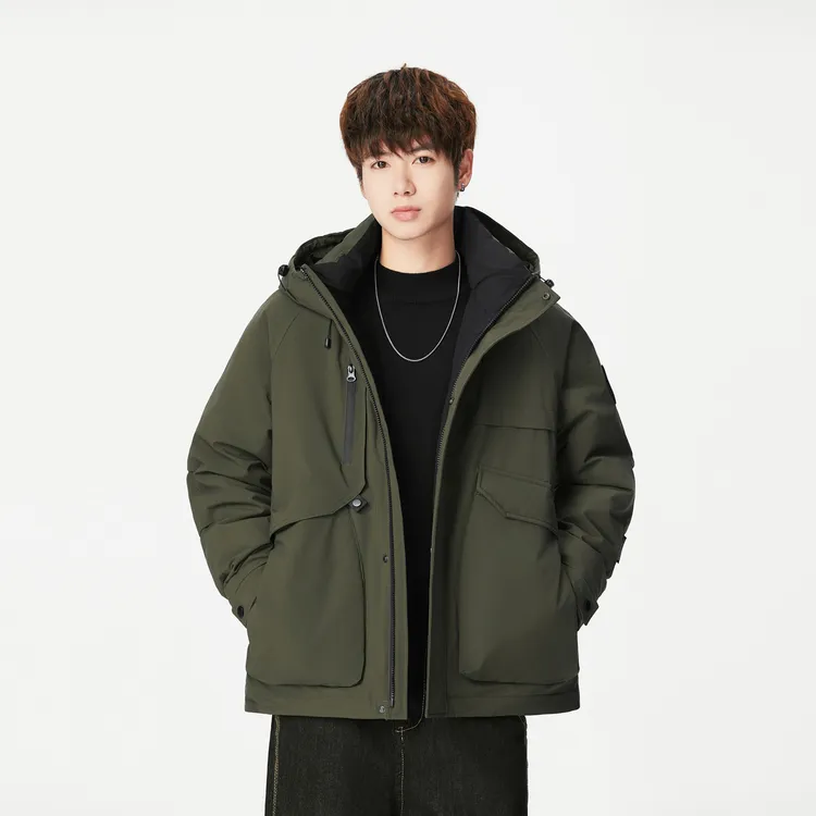【新国标90绒】美式复古工装羽绒服男女情侣款时尚百搭短款外套男潮