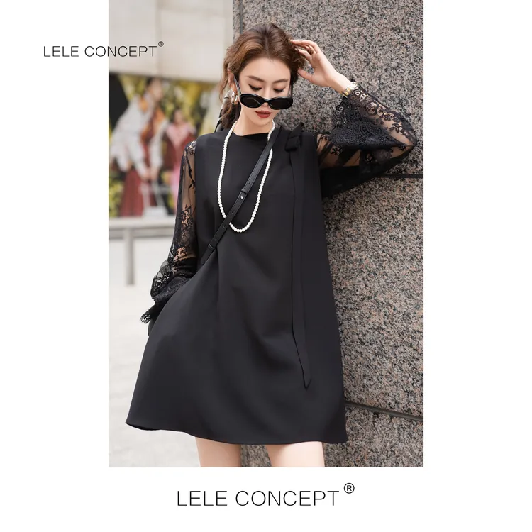 LELE CONCEPT丨法式轻奢时装款无袖蝴蝶结连衣裙Q0536
