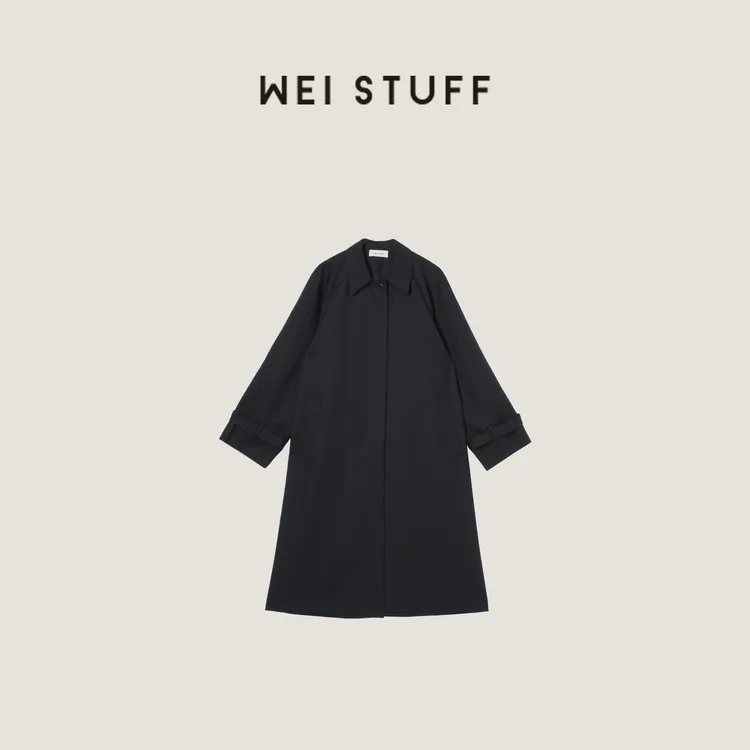 WEI STUFF  “典藏” 温润感百搭翻领宽松100棉长款风衣外套 9852