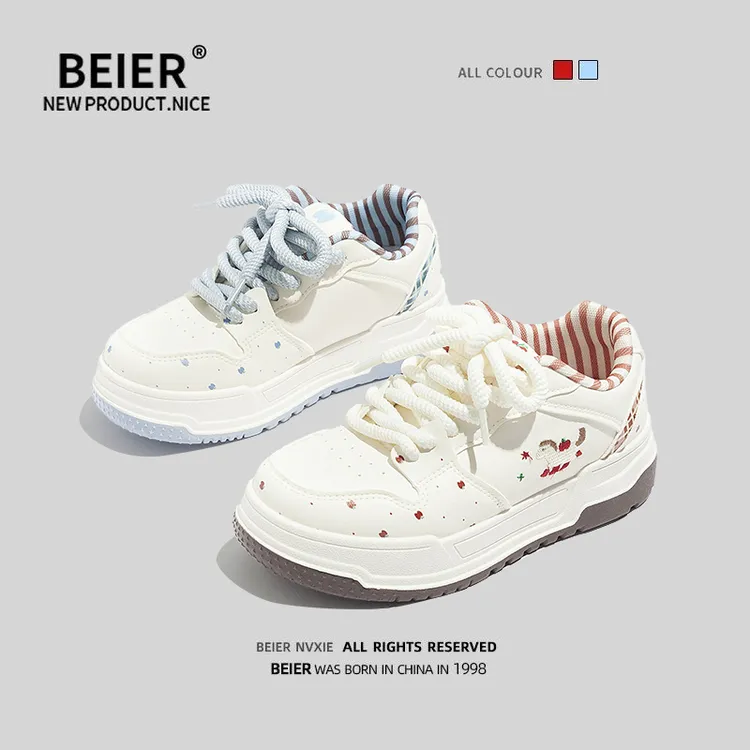 BEIER马年爆款板鞋2026春季新款厚底增高显瘦小白鞋百搭女鞋28108