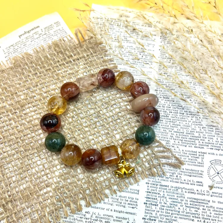 合金手链 「Richer」W供-W032胶花方糖随型铃铛珠珠手链