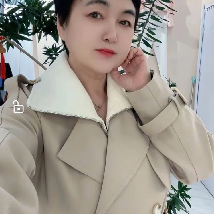 妱茗品牌新款女士休闲口袋长袖百搭时尚舒适简约风衣外套