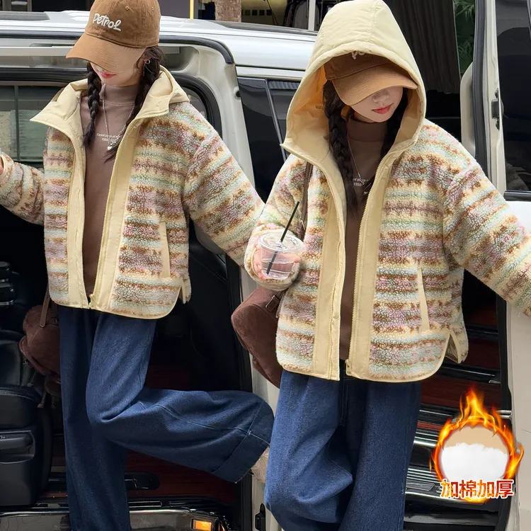 女童毛毛衣外套冬季新款中大童6-13岁时髦洋气夹棉加厚儿童爆款