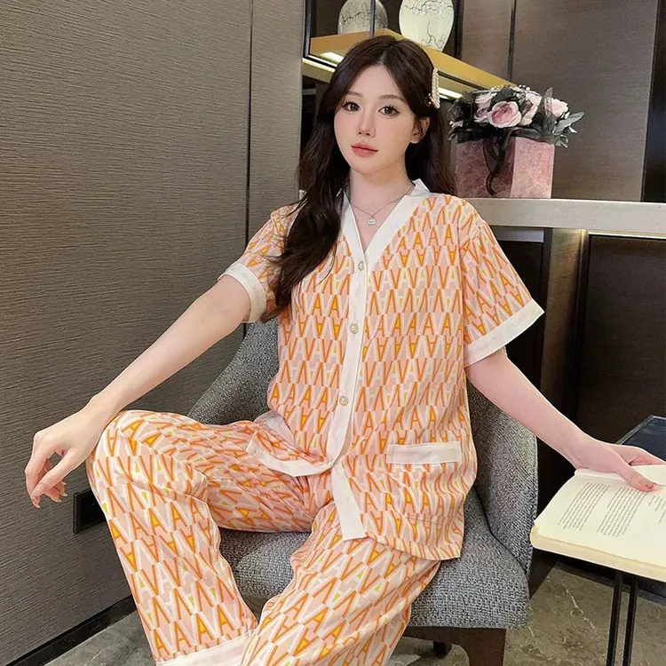 长裤薄款短袖夏季睡衣家居服套装网红韩版家居服甜美