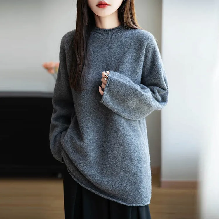 毛衣裙女中长款2025新款爆款洋气慵懒风100%纯羊毛针织打底连衣裙